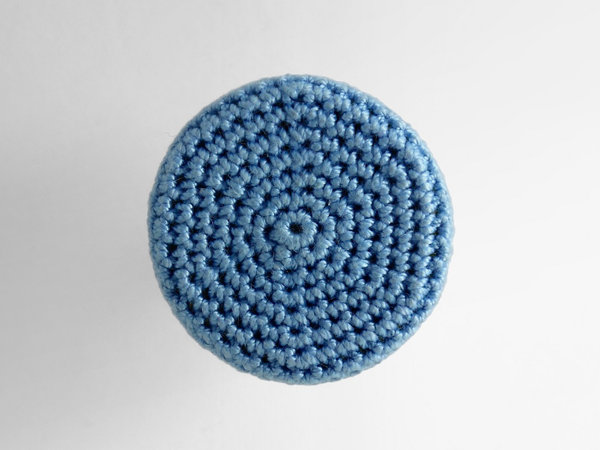 Crochet-covered furniture knob blue